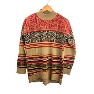Womens Geometric Print Mock Neck Long Sleeve Knit‎ Sweater Top